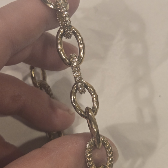 Stella & Dot gold-toned rhinestone chain link bracelet - Picture 7 of 15